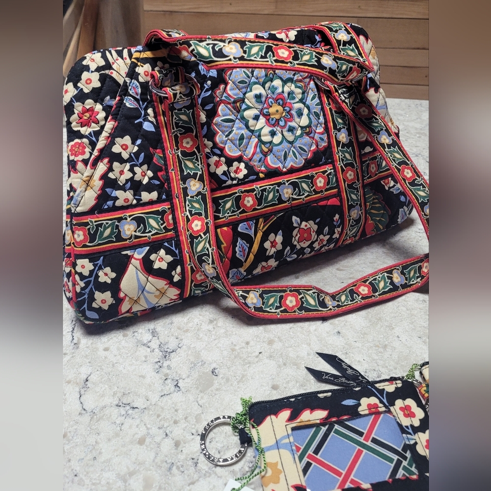 Vera Bradley VERSAILLES tote & 2 Zip ID Cases